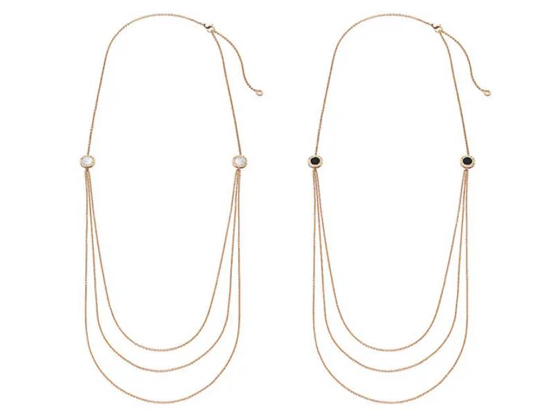 COLLANA LUNGA A TRE FILE IN ORO ROSA CON INSERTI IN MADREPERLA E ONICE BULGARI BULGARI BULGARI CL857183